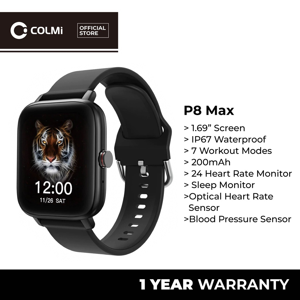 COLMI P8 Max 1.69-inch Smart Watch Full Touch Heart Rate Fitness ...