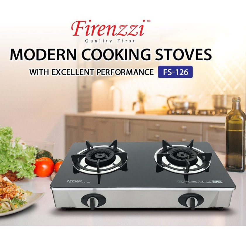 Firenzzi Dapur Masak Gas Cooker Glass Top FS-126 8.2kw FS-148 Power ...