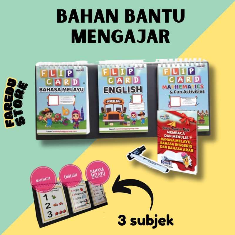 FLIP CARD PRASEKOLAH (BM + MATH & BI) + Free gift | TADIKA | BBM ...