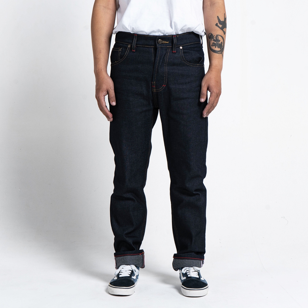 Maden High-end Dark Jeans Size 28 to 36 Retro 14.5oz Classic Cotton Slim Straight Original Jeans Uncle Fu Tapered Denim Pants main image 0