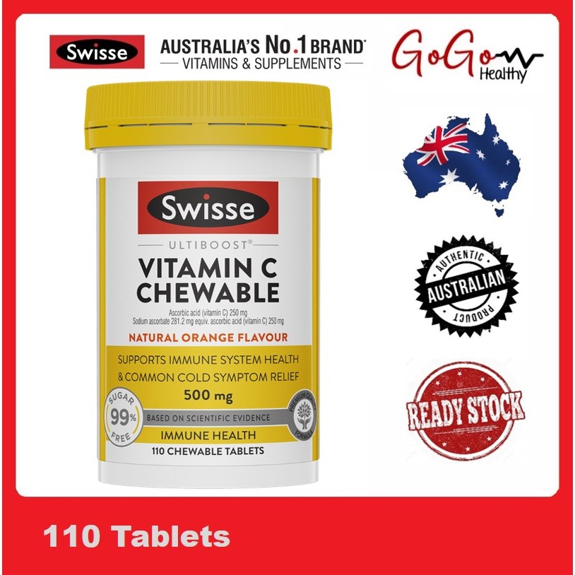 Swisse Ultiboost Vitamin C Chewable 110 Tablets (EXP SEP 2025) Shopee