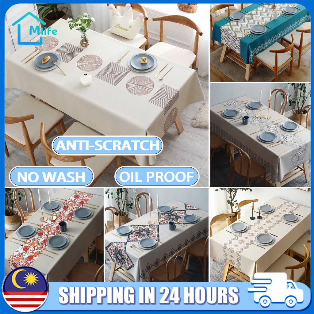 WaterProof Table Cover PVC Table Cloth Vintage Kain Meja Alas Meja ...