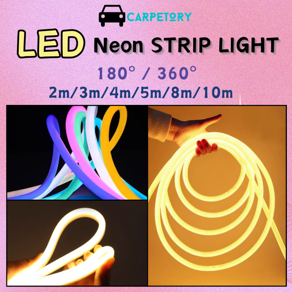 LED Neon Strip Tube Flexible 360° 180° Light String Eu Plug Tube Rope