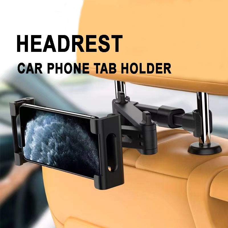 Car Headrest Phone Holder Adjustable 360 Rotation Pillow Tablet Holder