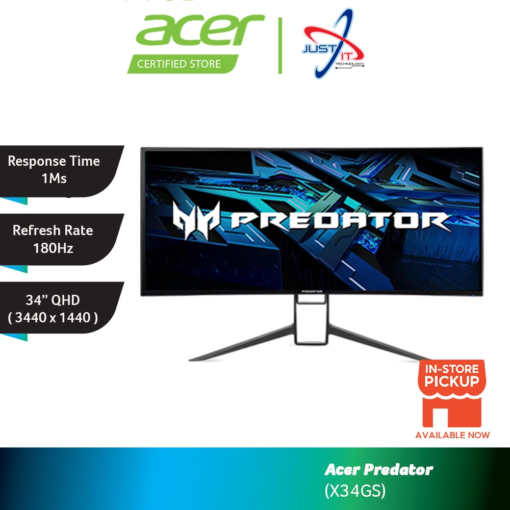 Acer Predator X34gs 34 Curved Gaming Monitor 34 Ips Qhd 1ms 180hz N G Sync Hd Mi Dp 5667