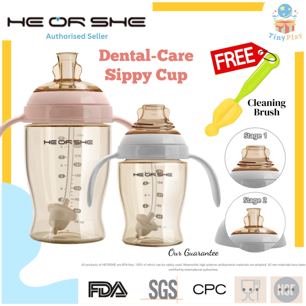 HeOrShe Antibacterial Dental Care Baby Sippy/ Training/Straw Cup Stage