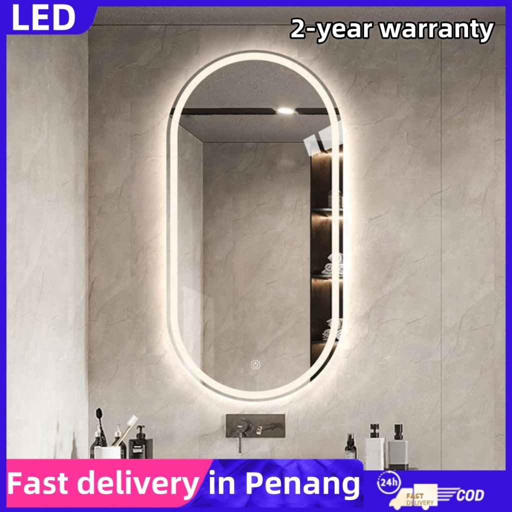 led mirror bathroom mirror HD mirror with light mirror bathroom cermin ...