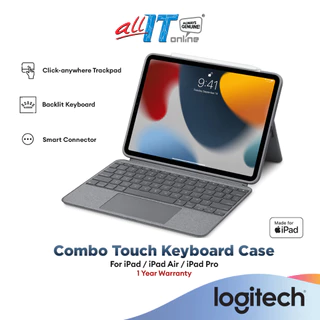 Logitech Combo Touch iPad 10.9", iPad Pro M4 11", iPad Pro 12.9'', iPad Air M3 11"/13" iPad Keyboard Case with Trackpad