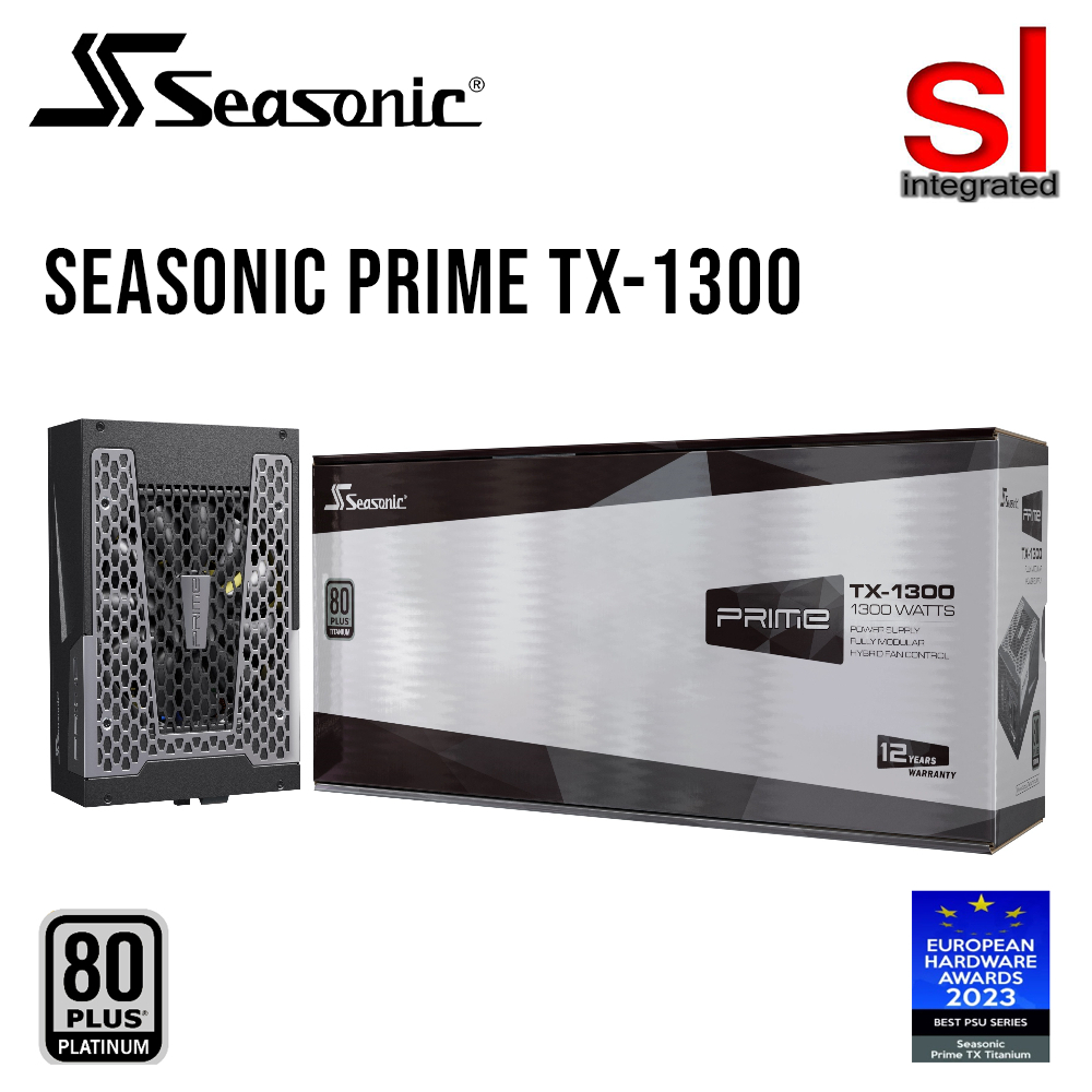Alimentation Seasonic Prime TX-1300 1300W 80+ Titane ATX 3.1 Modulaire (câbles Manquants)