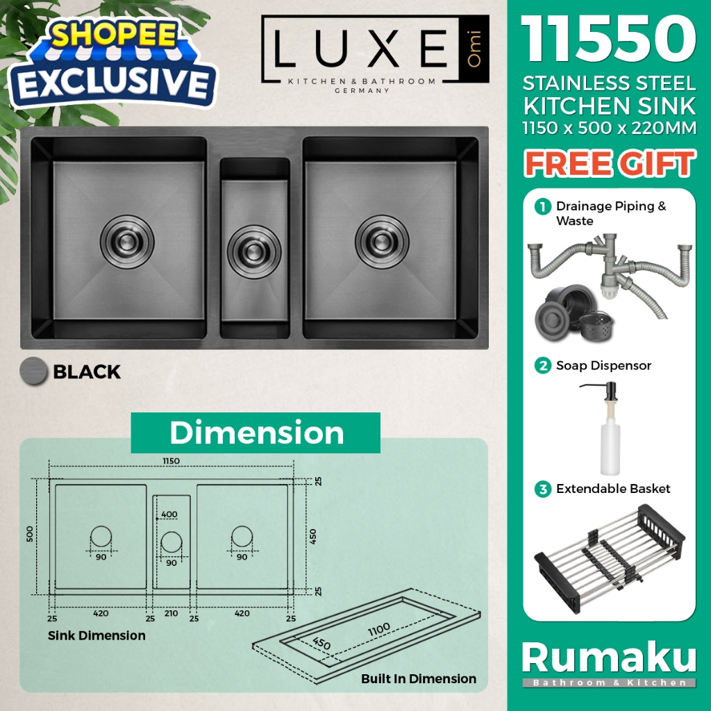 BANOVA / LUXE SUS 304 Stainless Steel Home Kitchen Sink BANOVA / LUXE SUS 304 Stainless Steel Home Kitchen Sink