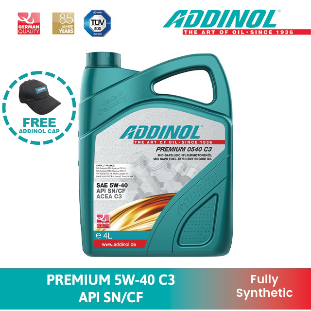 Addinol Premium 5W-40 C3 Fully Synthetic Gasoline Engine Oil (4L ...