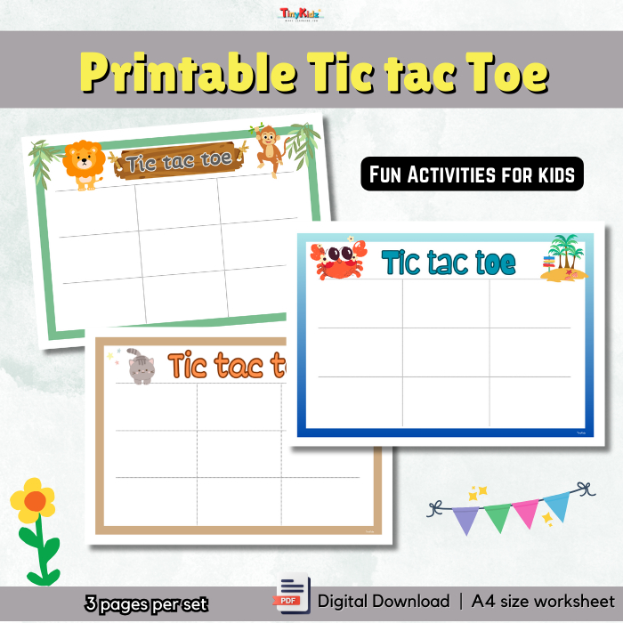 PDF Printable Tic Tac Toe Fun Activities for kindergarten, kids ...