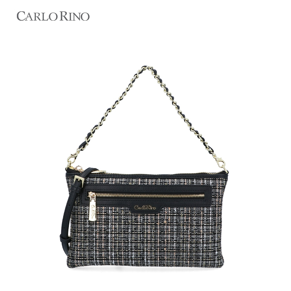 Carlo Rino Black Clarice Tweed Crossbody Wallet | Shopee Malaysia