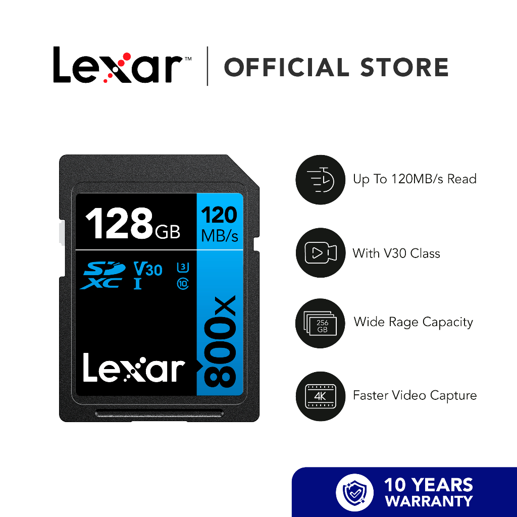 Lexar 128GB High-Performance 800x SDHC/SDXC UHS-I Memory Card BLUE ...