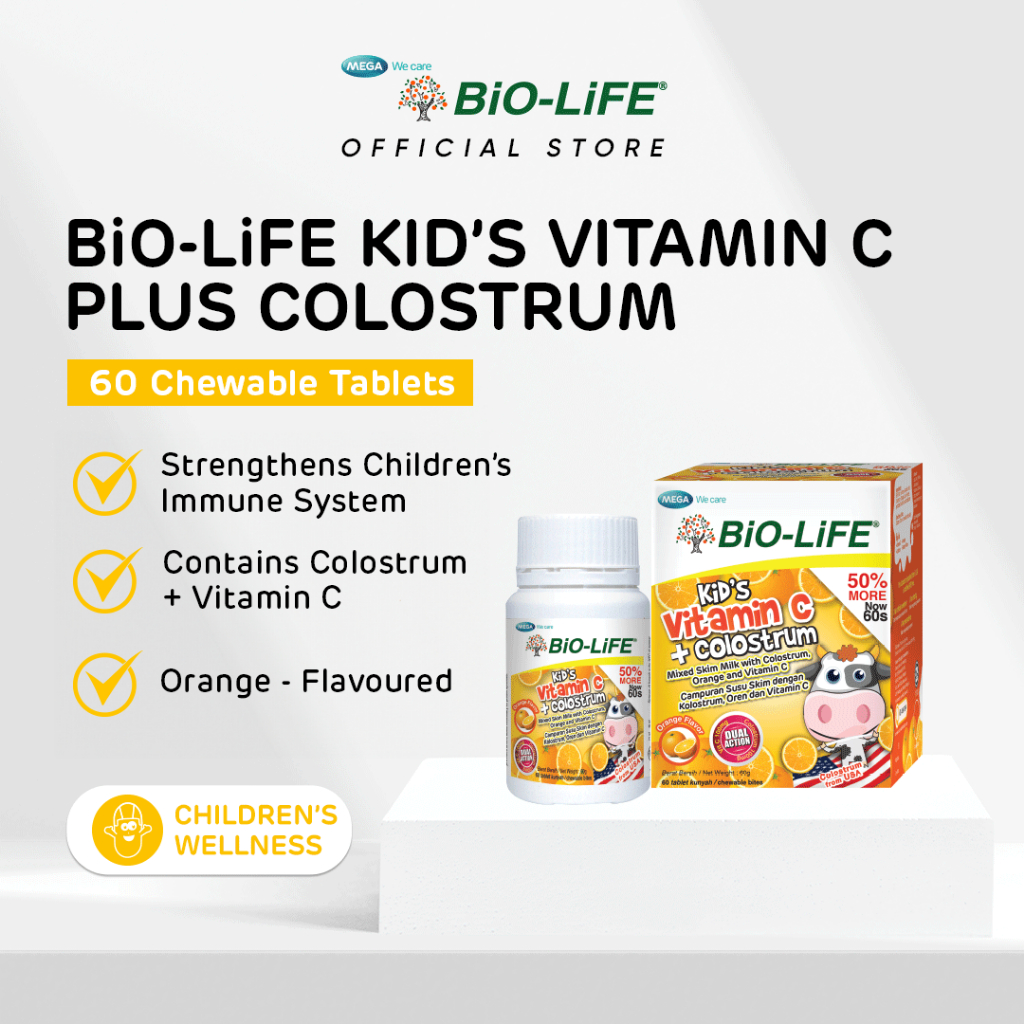 BiOLiFE Kid’s Vitamin C + Colostrum 60 chewable tablets (EXPIRY DATE