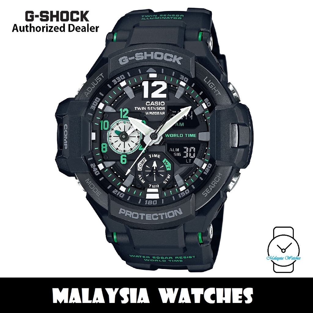 OFFICIAL WARRANTY Casio G Shock GA 1100 1A3 Gravitymaster Twin Sensor Black Resin Strap Watch GA1100 GA 1100 Shopee Malaysia