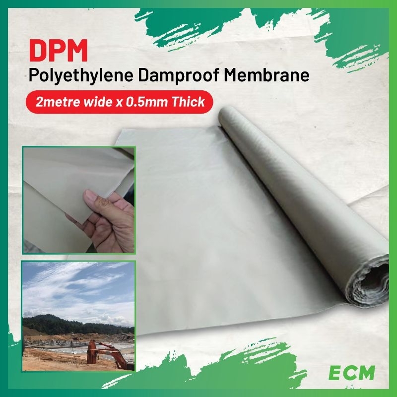 0.5MM THK (25M X 2M) HEAVY DUTY DAMPROOF MEMBRANE POLYETHYLENE DAMPROOF ...