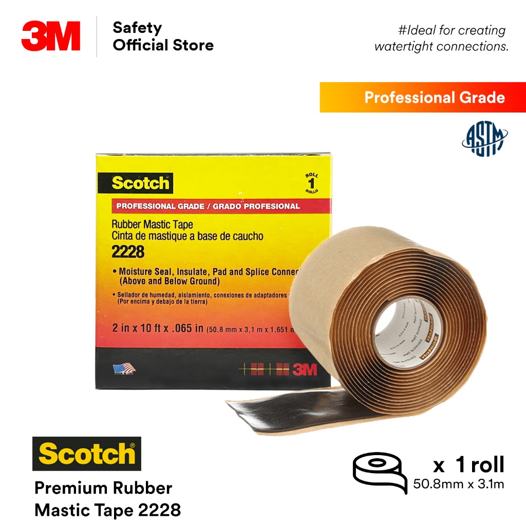 3M™ Scotch® Rubber Mastic Tape 2228/ Rubber Electrical Tape/ 2 in x 10 ...