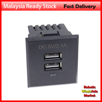 Dual USB AC Power Socket Embedded Dual USB Desktop Receptacle DC Charging Power Panel Module Outlet 5V 2.1A