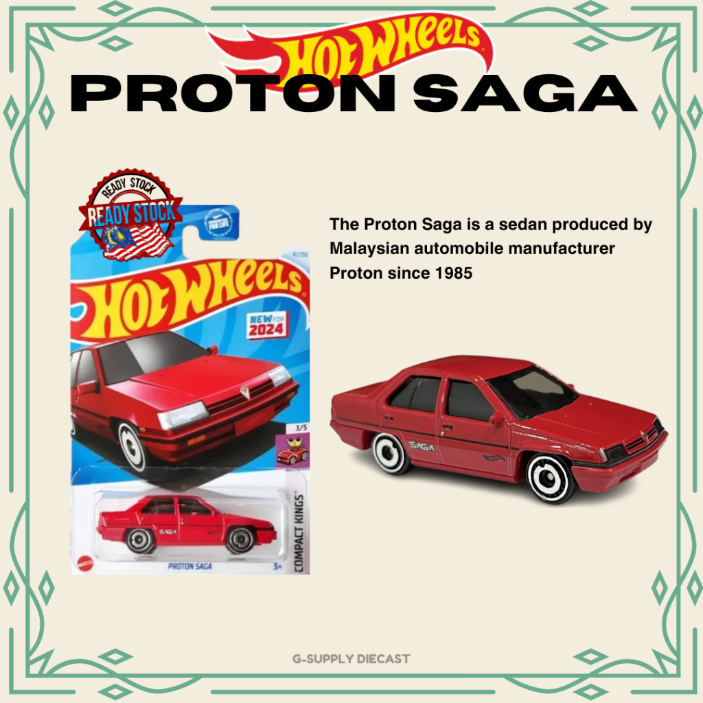 Hot Wheels – Proton Saga – Compact Kings 3/5 – HRY46 – Tarjeta Corta Roja – Mattel 2023 – Coche A Escala 1:64