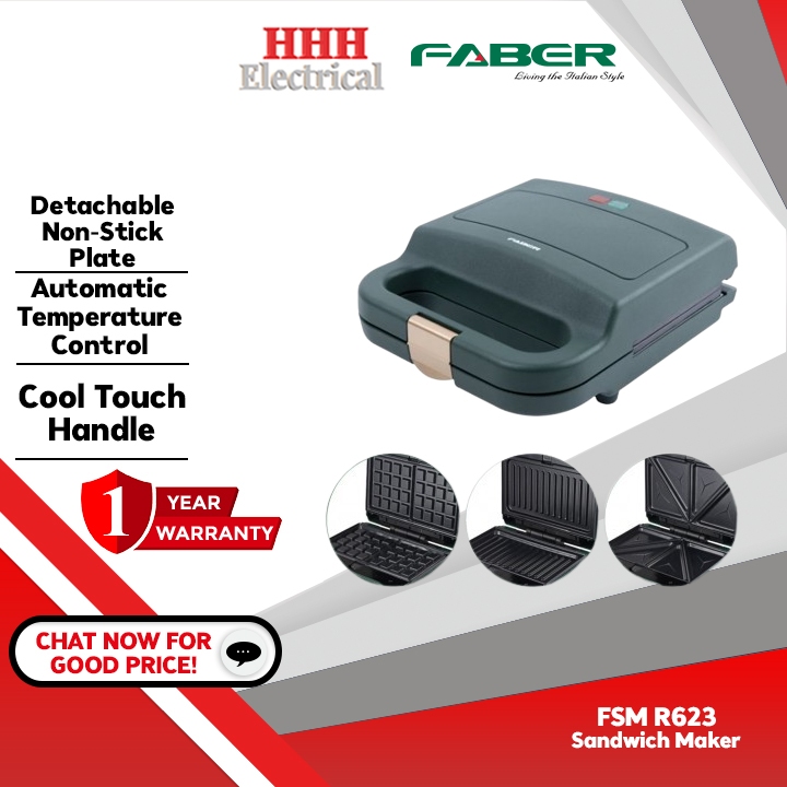 Faber Sandwich Maker FSM R623 Detachable Non-Stick Plate Automatic ...