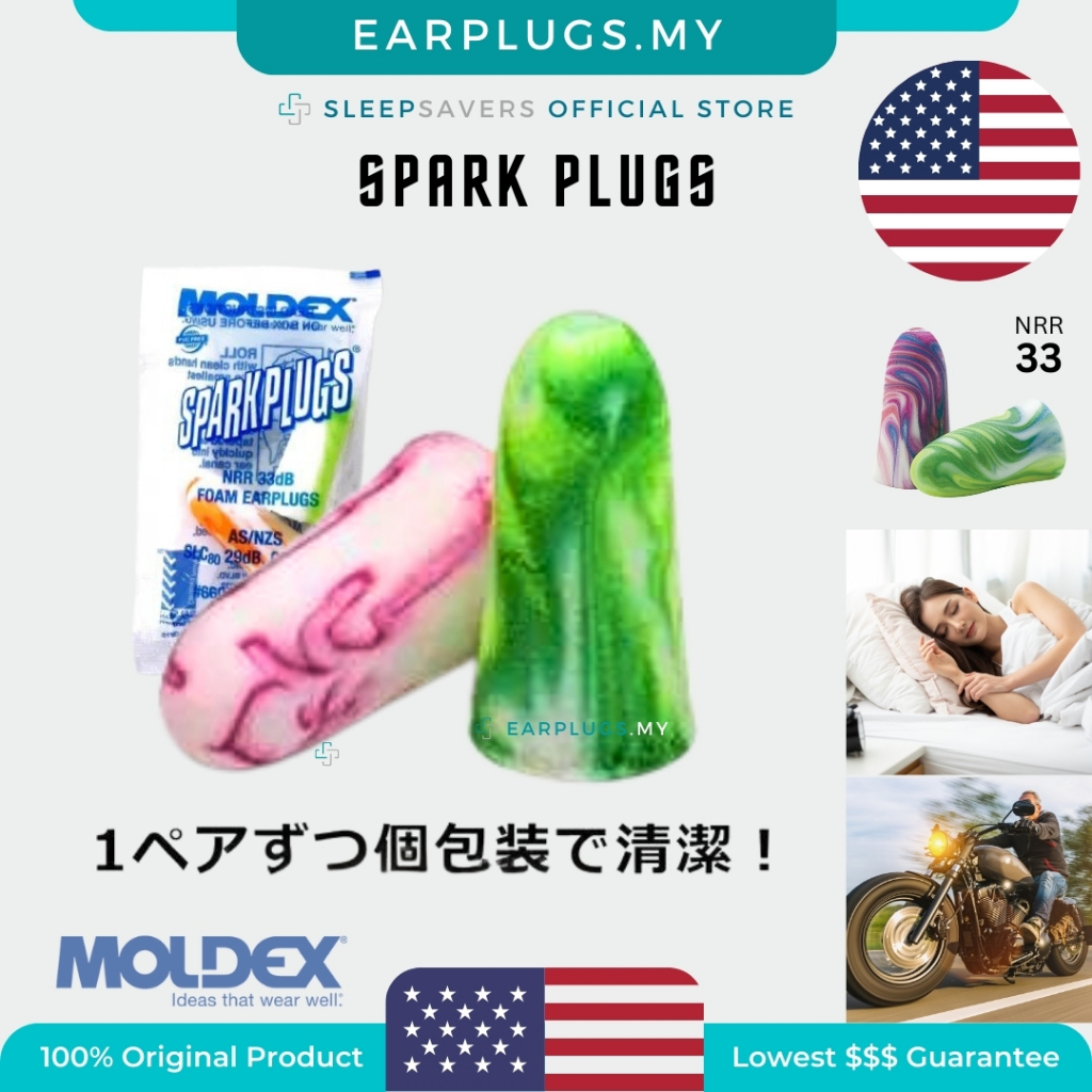 Moldex SparkPlugs Uncorded Earplugs – Individually Wrapped, 33dB NRR (Various Qty Bundles)
