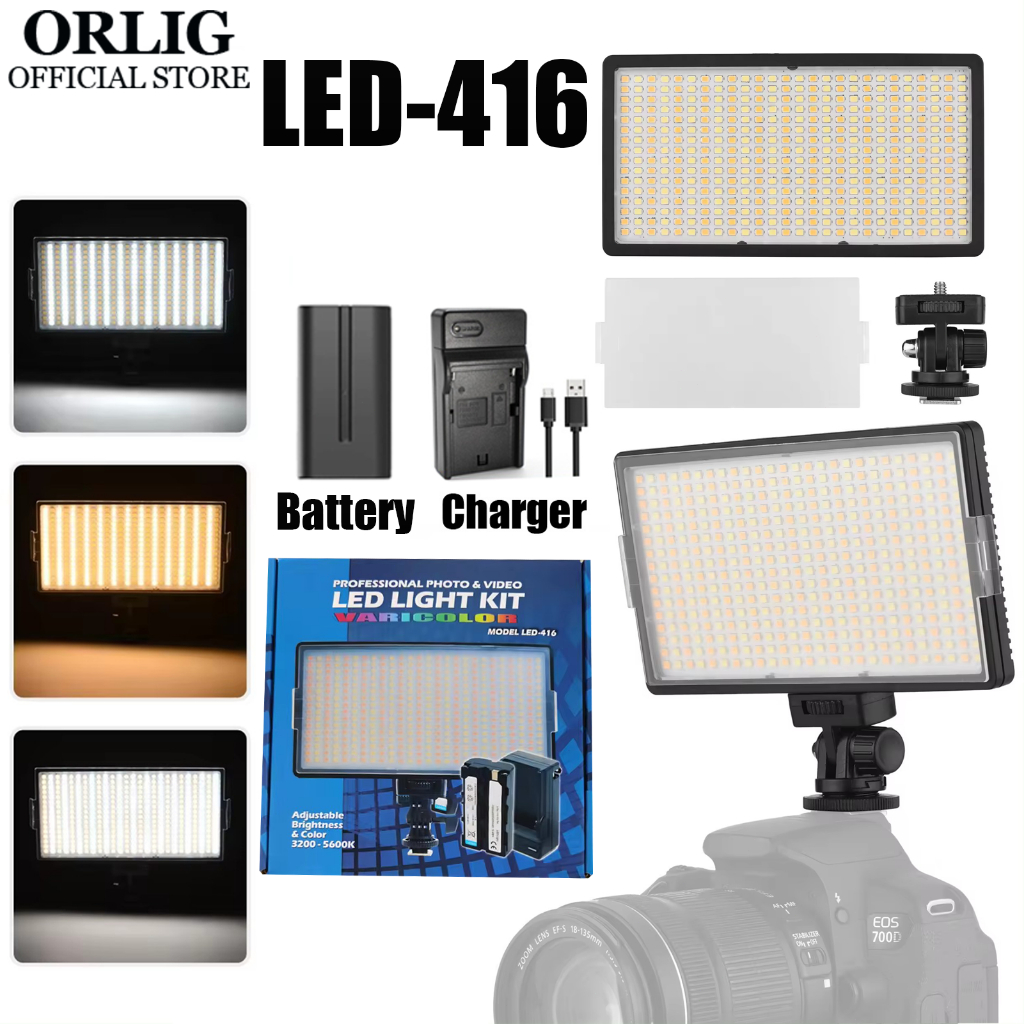 LED-416 Flat Panel Light LED Live Fill Light Outdoor DSLR Camera Light ...