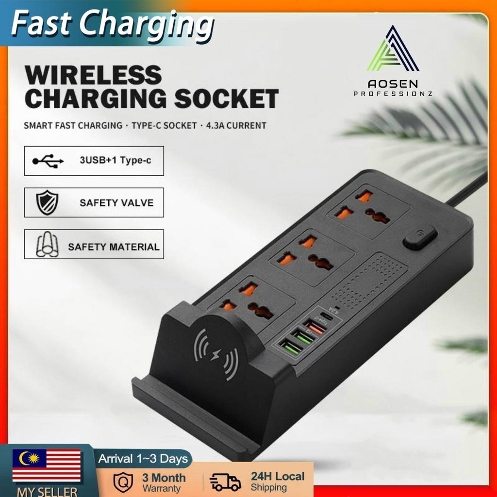 4 USB Port 3 Universal Power Strip Extension Plug Power Socket Electric ...
