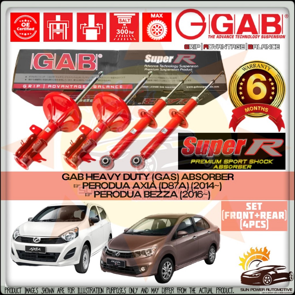 GAB SUPER R PREMIUM SPORT HEAVY DUTY Perodua Axia D87A Bezza Gas Shock ...