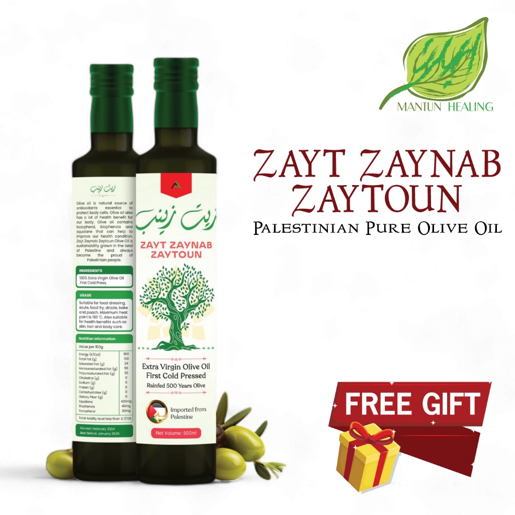 Zayt Zaynab Zaitun Extra Virgin Palestinian Olive Oil 100% Pure Minyak ...