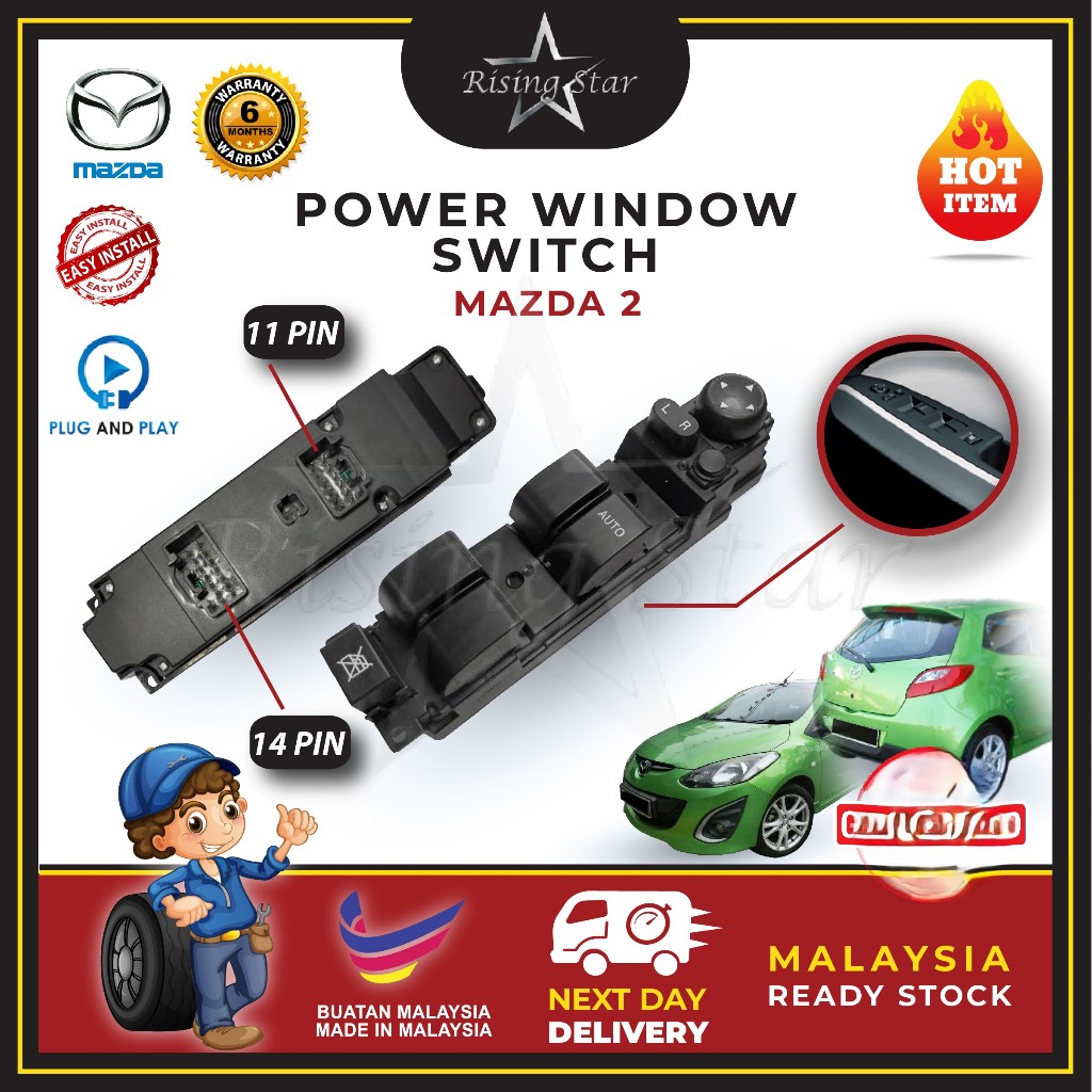 Mazda 2(2007-2013)Power Window Switch Main Door Master Electric Power