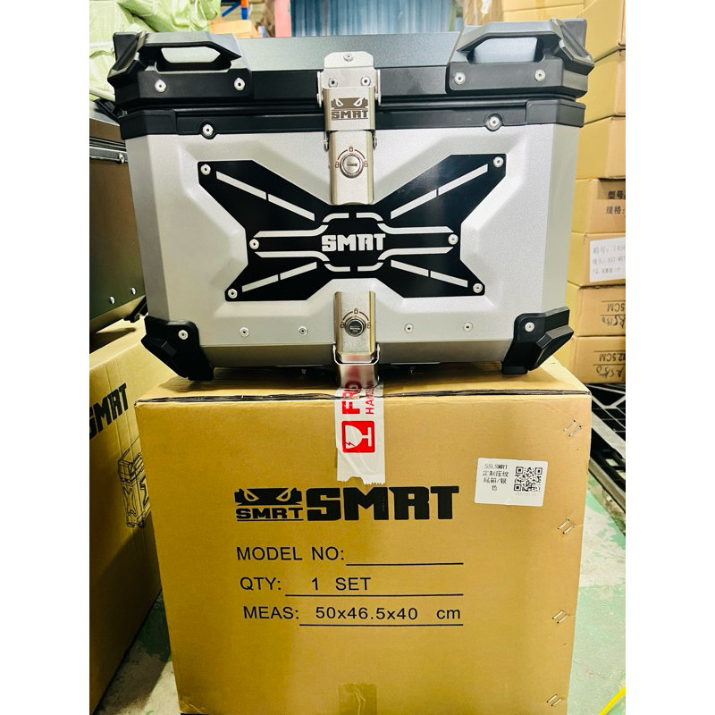 SMRT ALUMINIUM TOP BOX HEAVY DUTY KOTAK MOTORSIKAL 36L 45L 55L BLACK ...