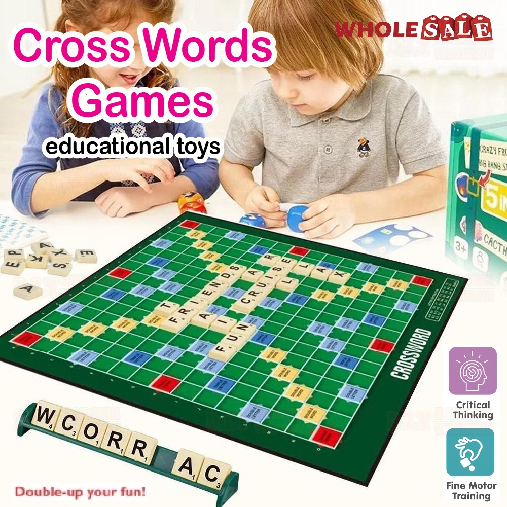ORIGINAL Scrabble Cross Words Games Word Forming Board Game Educational ...