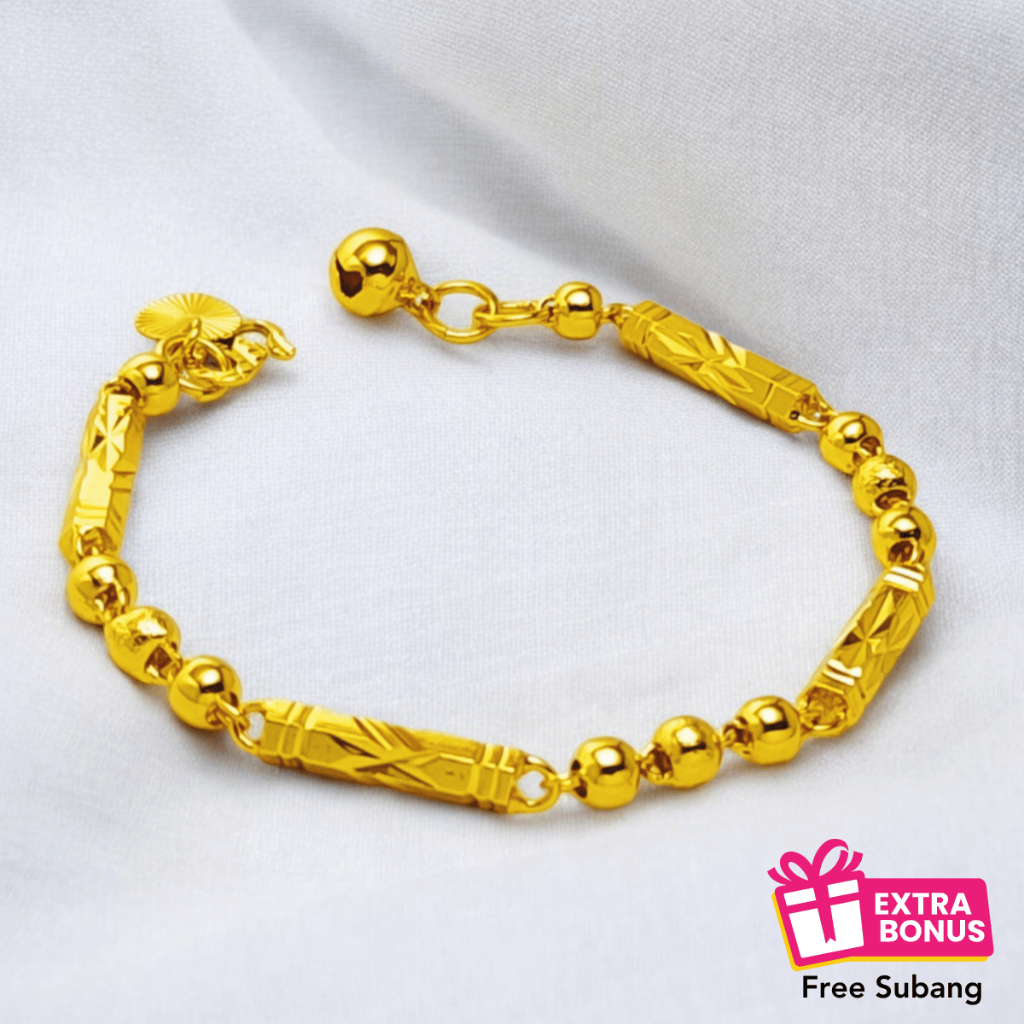 Bracelet Rantai Tangan Buluh Emas Korea Gold Plated Rantai Tangan ...