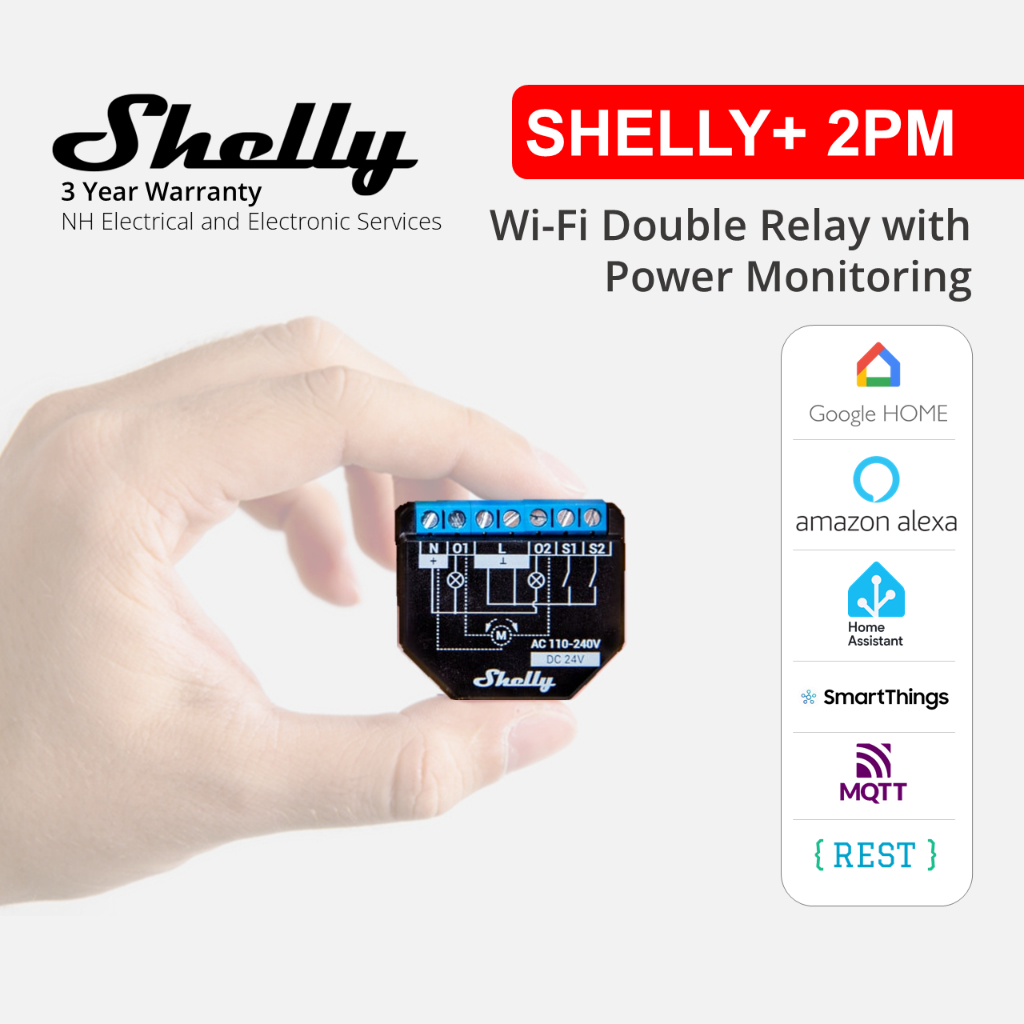 Shelly Plus 2PM (Wifi smart switch device for Double Gang Switch with ...