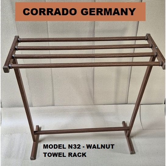 N32-Walnut Towel Rack Small Simple Solid Rubber Wood Hanger Rack Stand ...