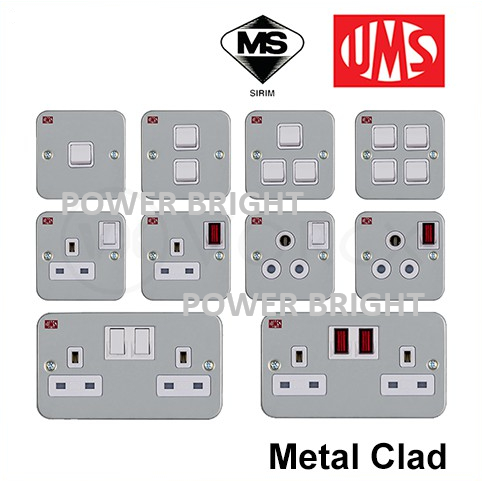 UMS METAL CLAD SWITCH SOCKET [13A 1GANG , 2GANG , 1G1W , 2G1W ...