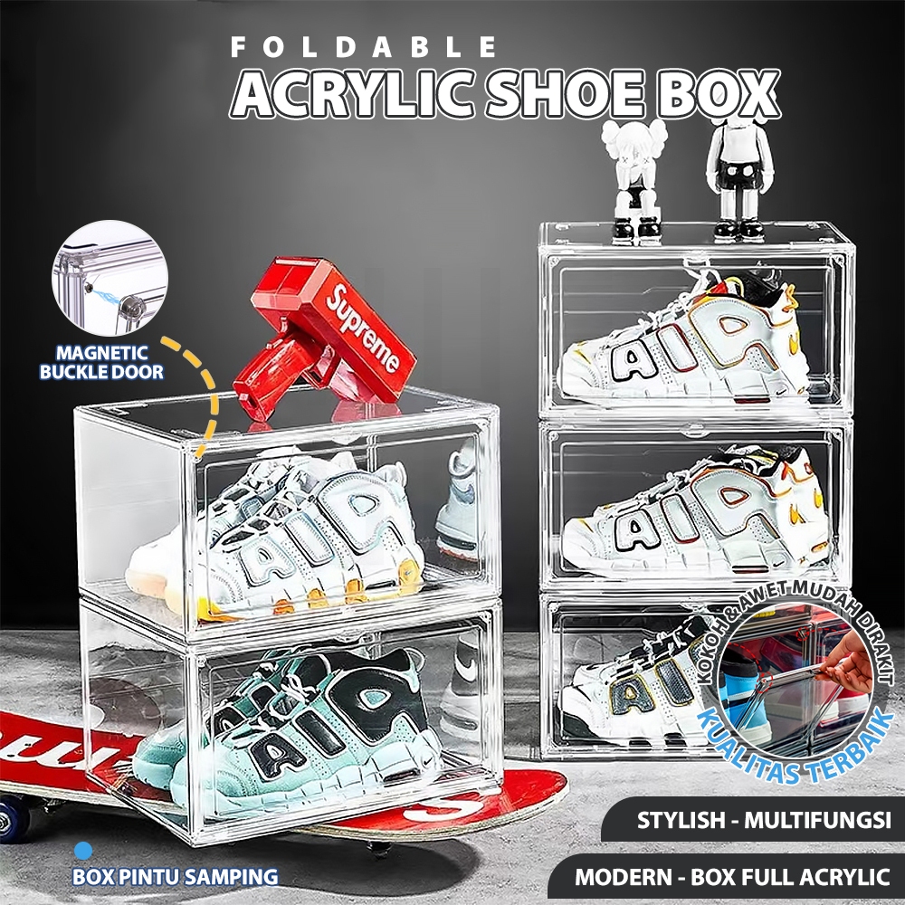 Salvo Foldable Shoe Storage Box Transparent Mmulti-Layer Stackable Shoe ...
