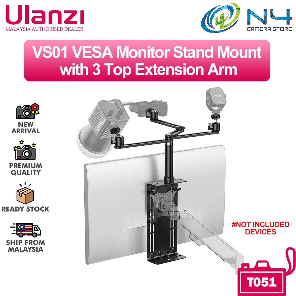 Ulanzi VS01 VESA Monitor Stand Mount with 3 Top Extension Arm T051 ...