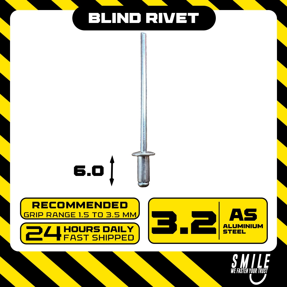 [20PCS] 1/8 Blind Rivet / Ribet / Paku / Rivet Nail 3.2mm | Shopee Malaysia