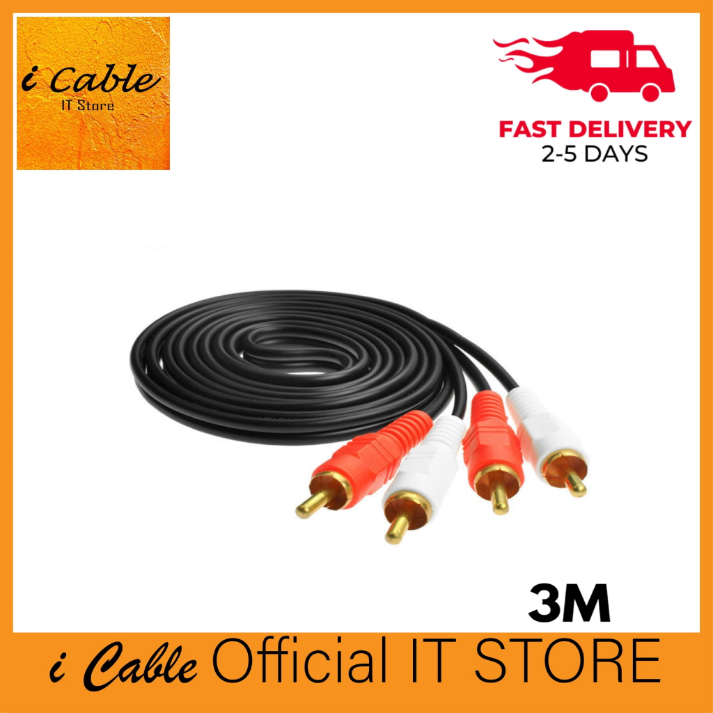 (Ready Stock) i Cable Premium Gold Coated 2 RCA (Male) to 2 RCA (Male ...