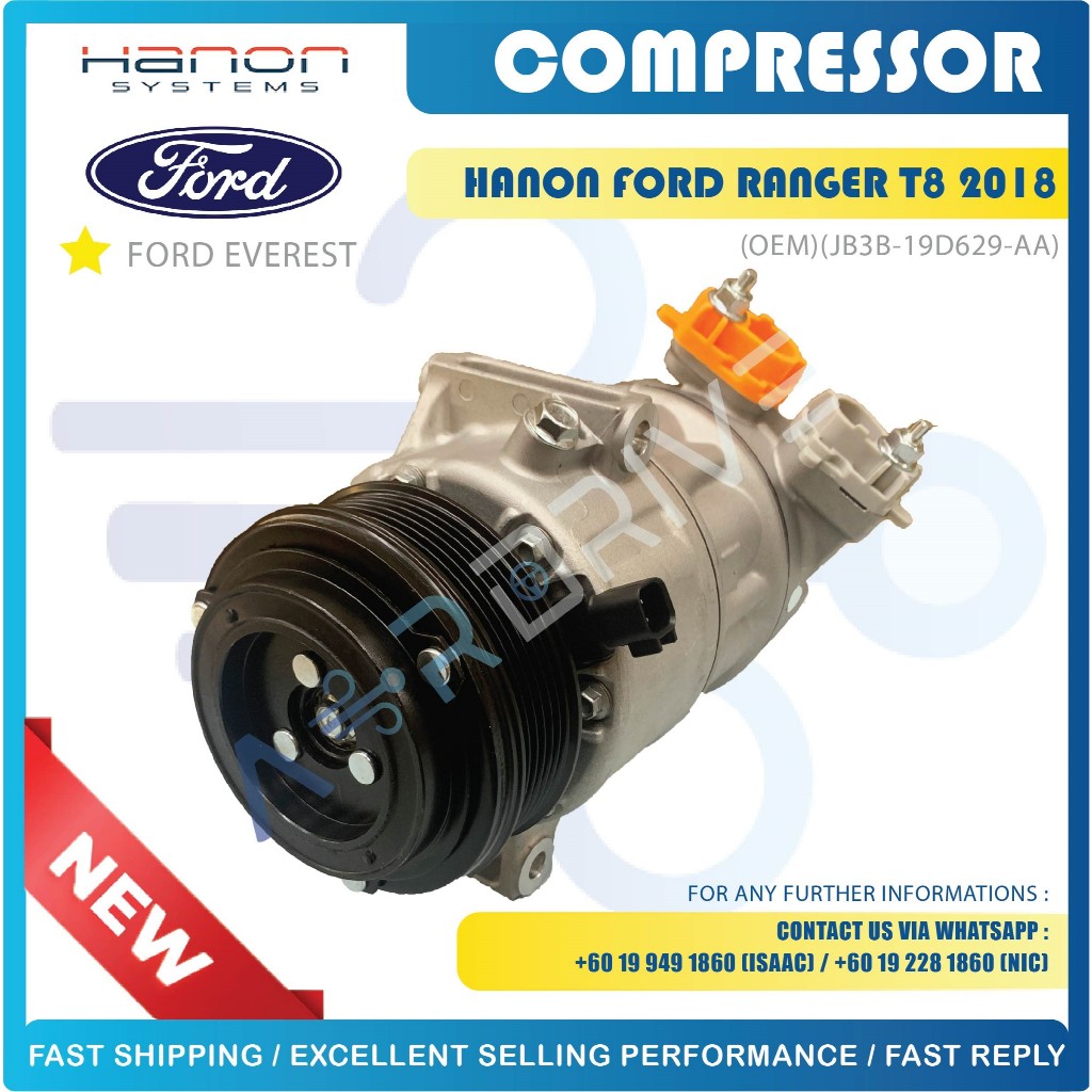 HANON OEM FORD RANGER T8 2018 / EVEREST 6PK COMPRESSOR ( JB3B-19D629-AA ...