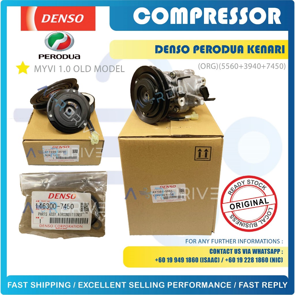 ORIGINAL DENSO PERODUA KENARI / MYVI 1.0 OLD MODEL COMPRESSOR ( 5560 ...