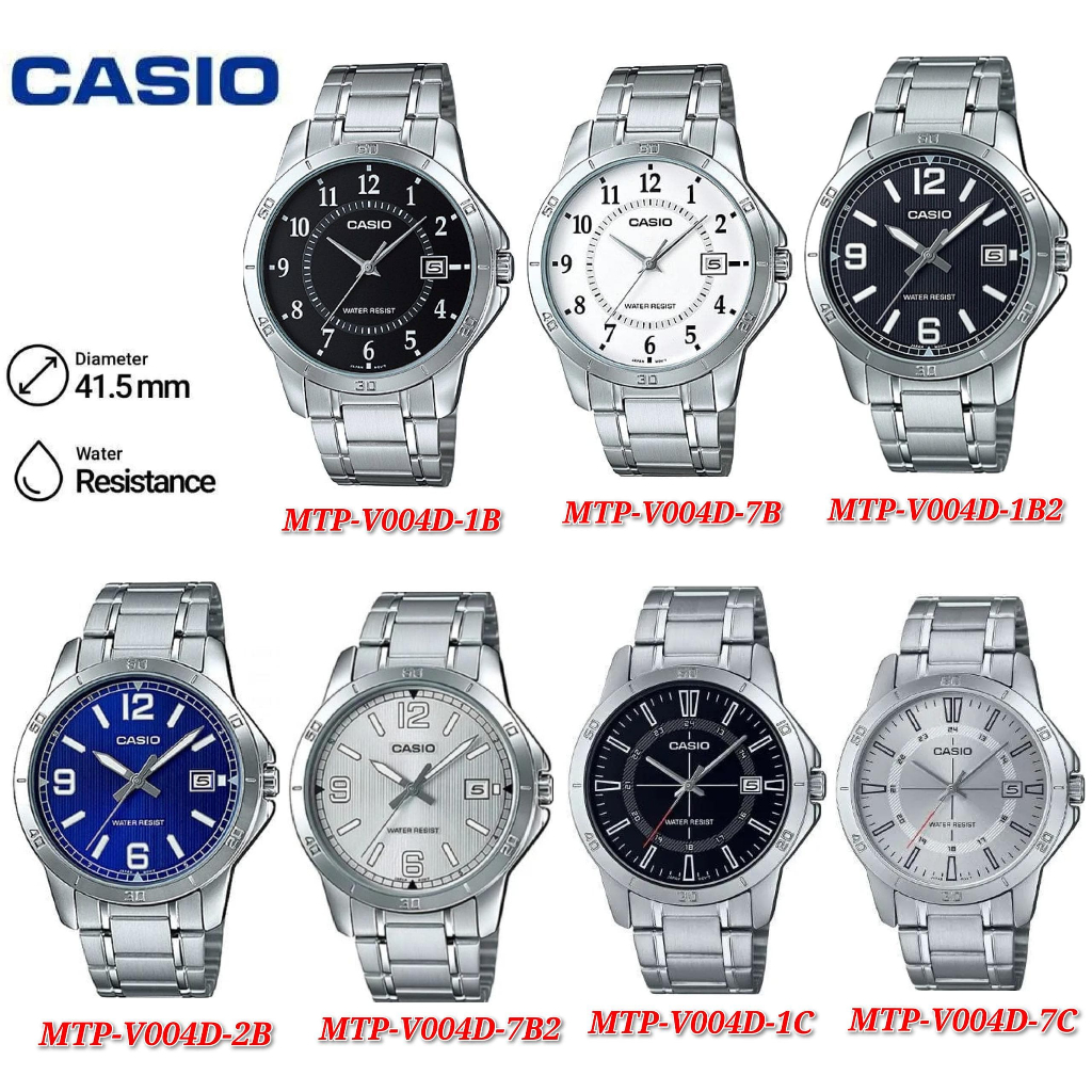 Casio MTP-V004D Men Analog Date Functioning Classic Stainless Steel ...