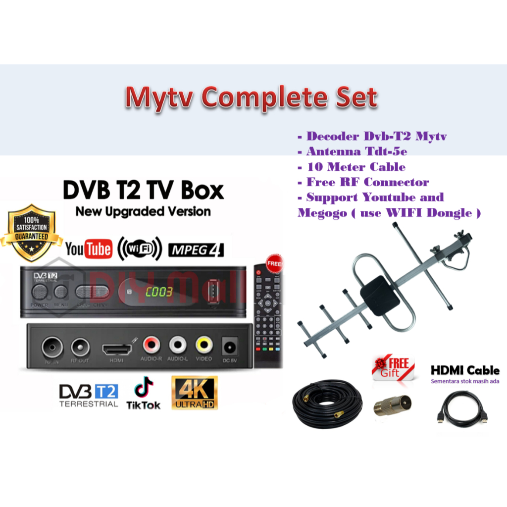 Mytv Full Complete Set ( Decoder + Antenna TDT-5E + 10M Cable ...