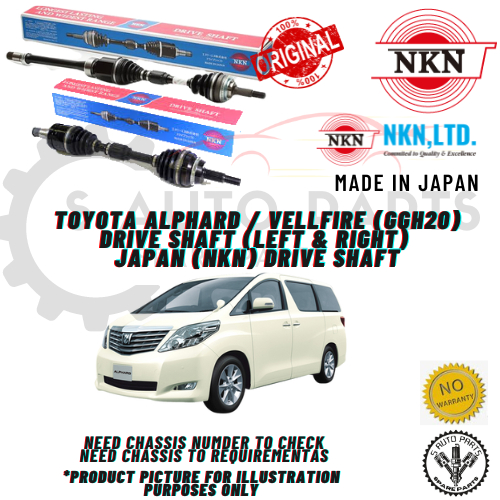 TOYOTA ALPHARD / VELLFIRE (GGH20) DRIVE SHAFT (LEFT & RIGHT)-BRAND NKN ...