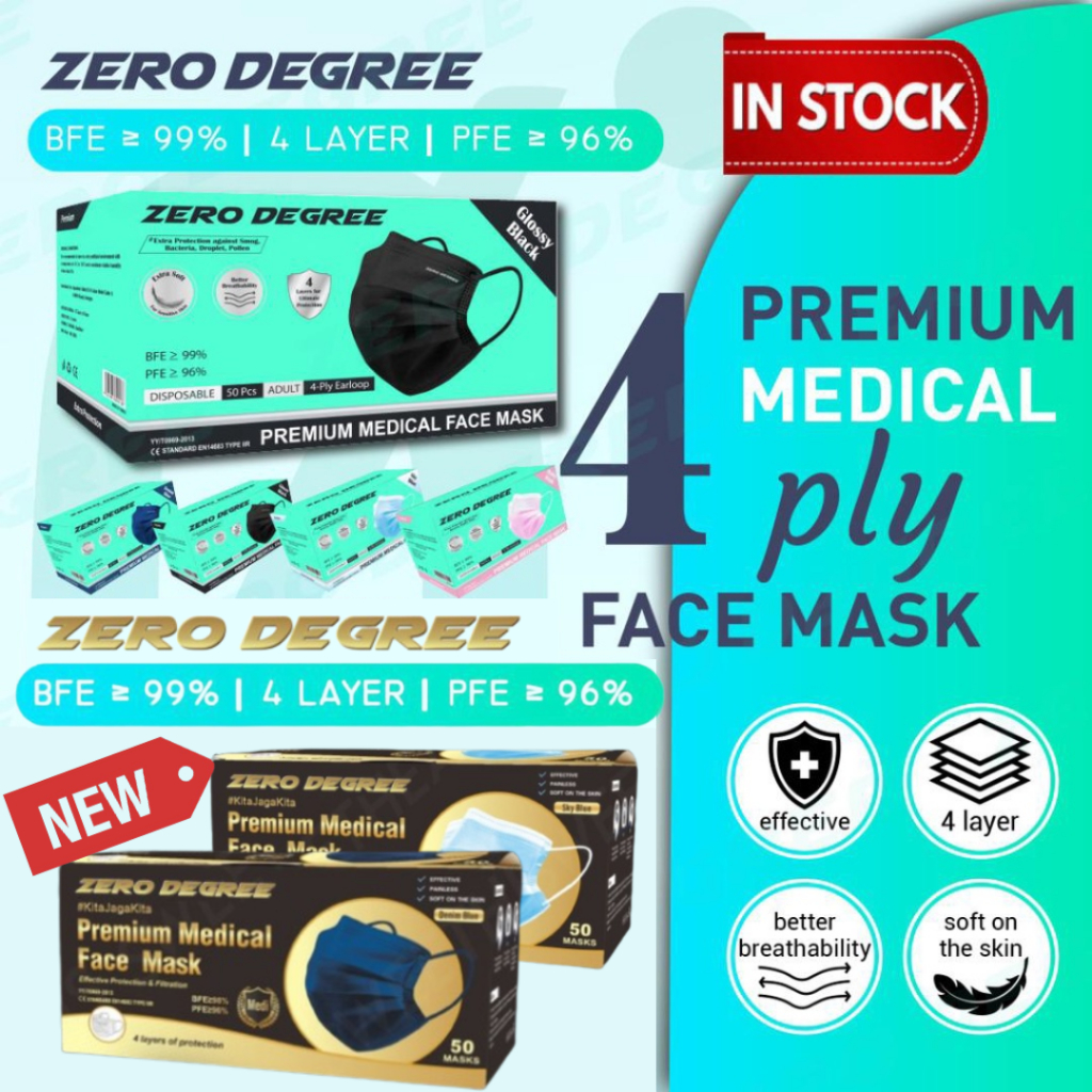 Zero Degree 50pcs Full Black colour 3ply Face Mask 4ply Medical ...