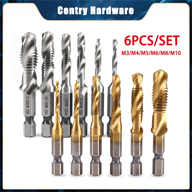 Yosoo 6-Piece Metric Thread Tap Set – M3 To M10 Coated HSS Drill & Tap Bits