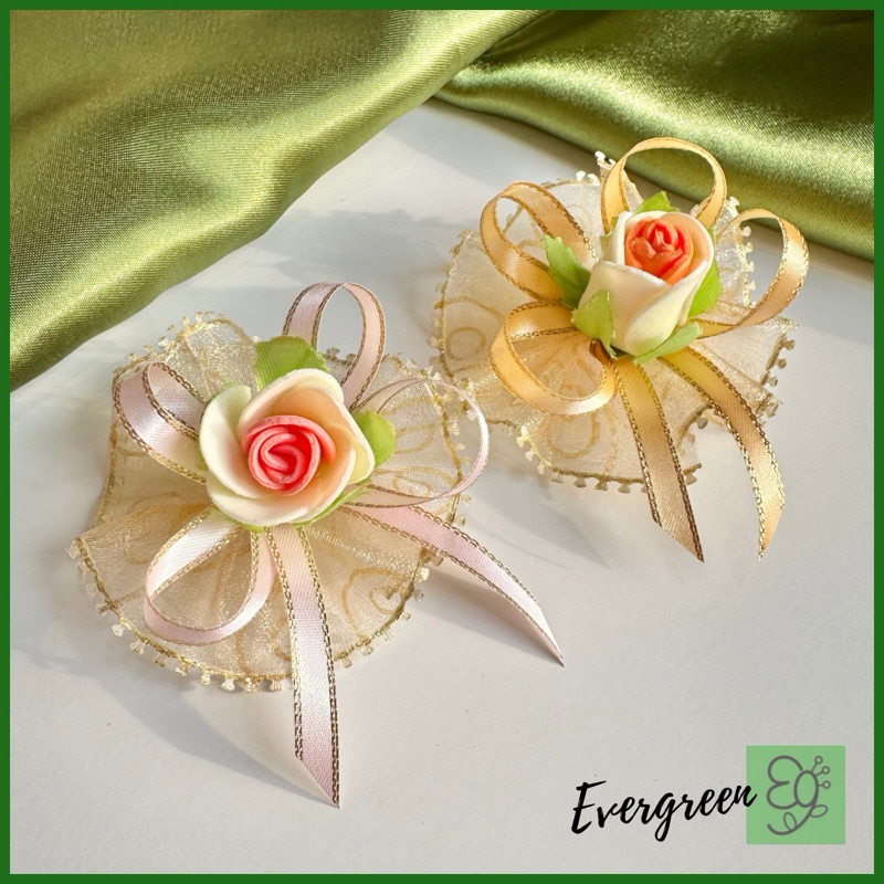 Handmade Bunga Sponge Reben with Safety Pin / Wedding Corsage / Bunga ...