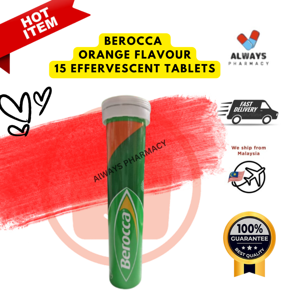 1 BOTOL BEROCCA VITAMIN C ORANGE FLAVOUR 15 EFFERVESCENT TABLETS (15 ...